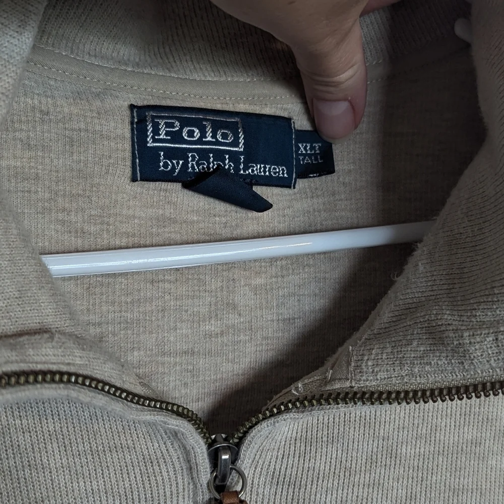 Polo Ralph Lauren Oatmeal Estate Rib Quarter Zip sz XL Tall